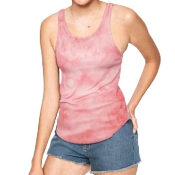 PINK Victoria's Secret Tops - PINK Victoria's Secret Pink Tie Dye Ribbed Racerback Tank Top